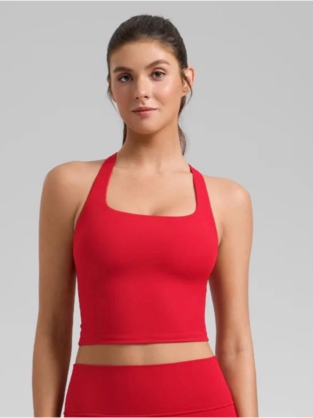 CRZ YOGA Red Square-Neck Sports Crop Bra